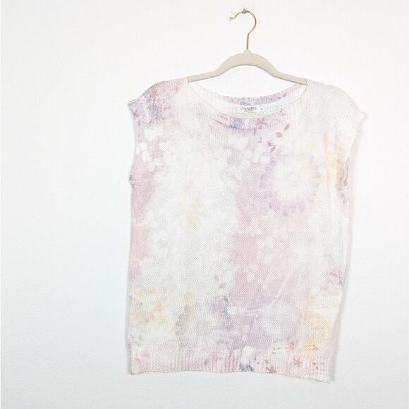 Luisa Ricci Purple Rose Pastel Cap Sleeve Knit Sweater Top Size S - Picture 3 of 6